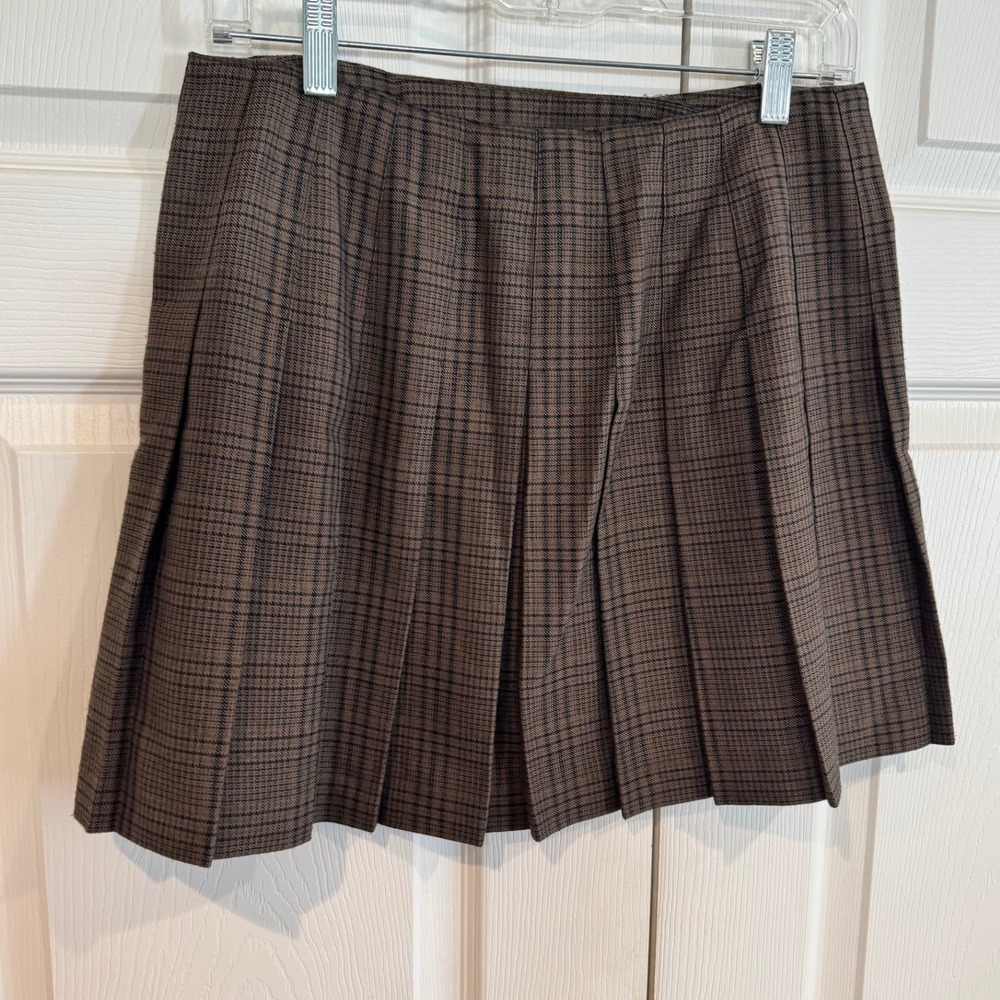 Vintage Tracy Evans Womens Brown Plaid Pleated Mini Skirt SZ 11 Heritage Preppy - Picture 8 of 10